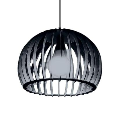 Luminária Pendente Esfera MDF Bivolt Cabo Ajustável Preta Lenobre