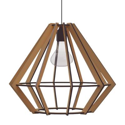 Luminária Pendente Lampeão MDF Bivolt Soquete E27 Marrom Lenobre