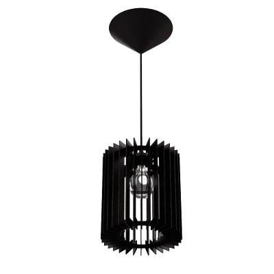Luminária Pendente de Teto Turmalina MDF Bivolt E27 Preta Lenobre