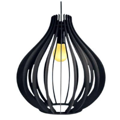 Luminária Pendente Filipinas MDF Cabo Ajustável Bivolt Preta Lenobre