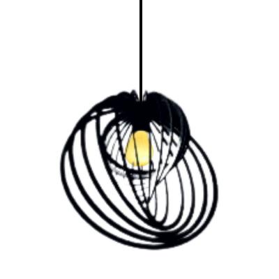 Luminária Pendente Espinha MDF Bivolt E27 Cabo Ajustável Preta Lenobre
