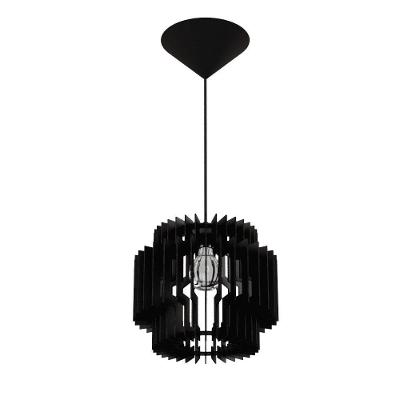Luminária Pendente Dallas MDF Bivolt 100W Cabo Ajustável Preta Lenobre