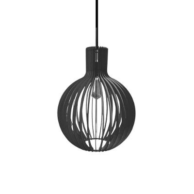 Luminária Pendente de Teto Riviera MDF Corte à Laser Preta Lenobre