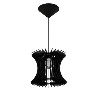 Luminária Pendente Curva MDF E27 100W Bivolt Cabo Ajustável Preta Lenobre