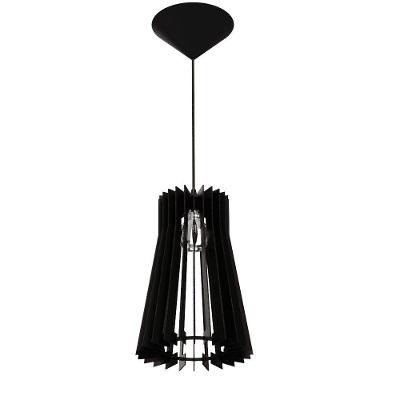 Luminária Pendente Detroit MDF 100W E27 Preta Lenobre