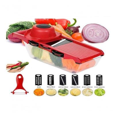 Fatiador de Legumes Mandoline Slicer 6 em 1 Aço Inoxidável Vermelho Shopmix