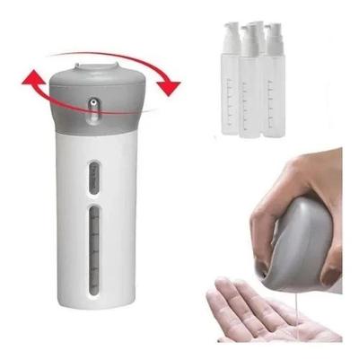 Dispenser de Viagem 4 em 1 Pote Shampoo Sabonete ABS Cinza Shopmix