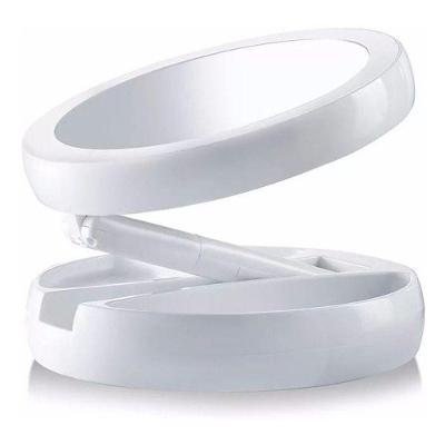 Espelho de Maquiagem LED Dobrável Dupla Face Ampliação 10x Shopmix