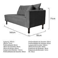 Kit Diva Recamier Azura 160Cm Lado Esquerdo E 02 Poltronas Classic Suede - Amarena Móveis Cinza