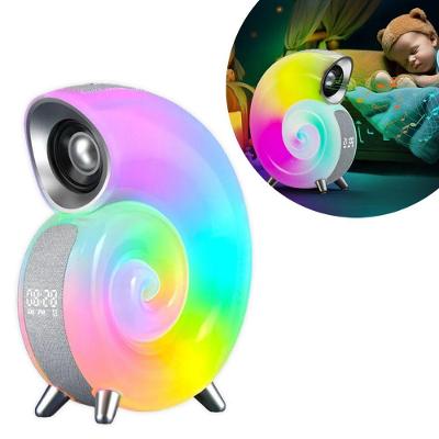 Caixa de Som Bluetooth Relógio Luminária LED Caracol Pet RGB Preto