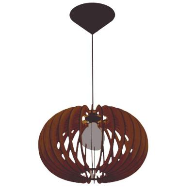 Luminária Pendente Urano MDF Cabo Ajustável Bivolt Marrom Lenobre