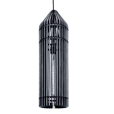 Luminária Pendente Torre MDF Cabo Ajustável E27 Bivolt Preta Lenobre