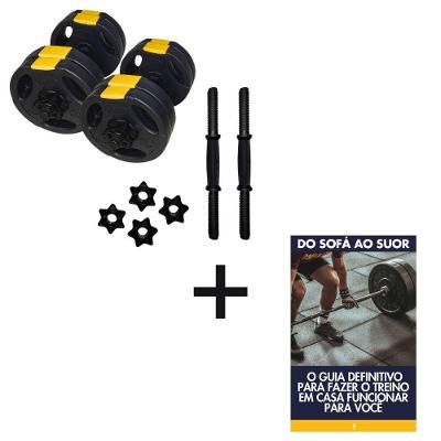 Kit Halteres Ajustáveis 30kg com Barra e-book Ahead Sports