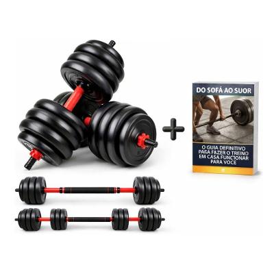 Kit 6 em 1 Halteres Anilhas Kettlebell Ajustável 50kg Ahead Sports