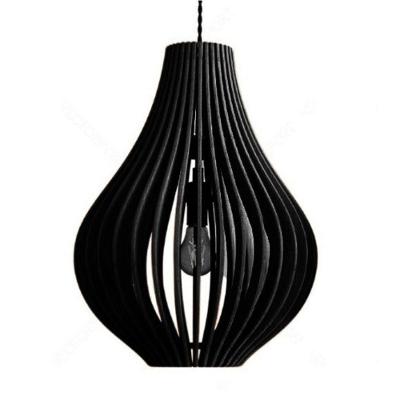 Luminária Pendente Áustria MDF Corte a Laser 45cm Completa Preto Lenobre