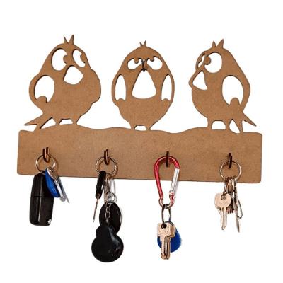 Porta Chaves de Parede Pássaros MDF Cru Corte a Laser Amadeirado Lenobre
