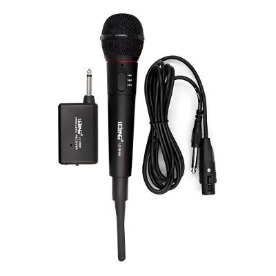 Microfone sem Fio Wireless com Receptor 30m Karaokê Preto Shopmix