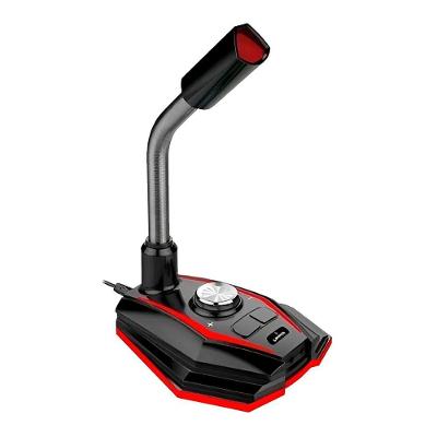 Microfone de Mesa Gamer USB Omnidirecional LED Preto