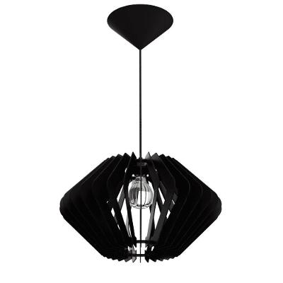 Luminária Pendente Vinci MDF Bivolt 100W Cabo Ajustável Preta Lenobre