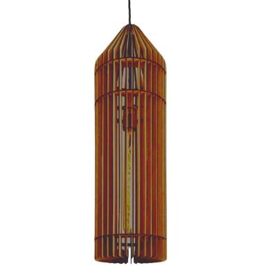 Luminária Pendente Torre MDF Cabo Ajustável Bivolt Marrom Lenobre