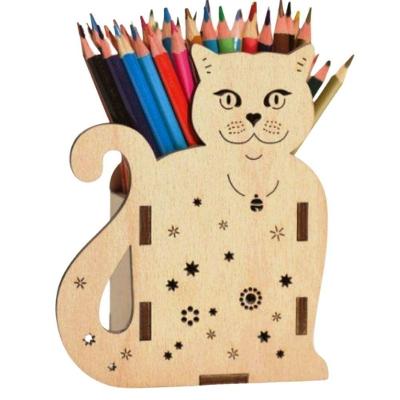 Organizador de Lápis e Canetas Gato MDF Cru Corte a Laser Lenobre