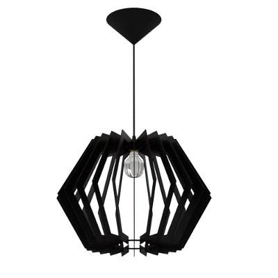 Luminária Pendente Sidney MDF Bivolt Soquete E27 100W Preta Lenobre