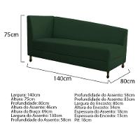 Kit Diva Recamier Heitor 140Cm Lado Esquerdo E 02 Poltronas Luiza Suede - Amarena Móveis Verde - 5
