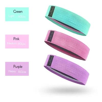 Kit 3 Faixas Elásticas Hip Resistance Bands Azul Rosa e Roxa Shopmix