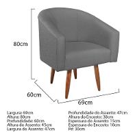 Kit Diva Recamier Heitor 140Cm Lado Esquerdo E 02 Poltronas Luiza Suede - Amarena Móveis Cinza - 3