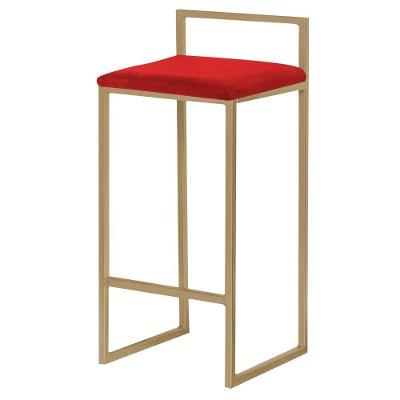Banqueta Decorativa Selena Base Gold Assento Veludo Vermelho Fixa Gran Belo