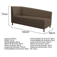 Kit Diva Recamier Heitor 160Cm Lado Direito E 02 Poltronas Luiza Suede - Doce Sonho Móveis Marrom - 5