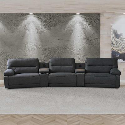Sofá Swift G81 Retrátil Reclinável 423cm Cinza Escuro em Linho Gran Belo