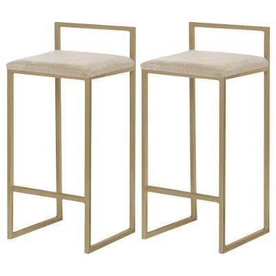 Kit 2 Banqueta Decorativa Selena G41 Veludo Bege Base Gold sem Encosto Gran Belo