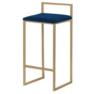 Banqueta Decorativa Selena G41 Assento Veludo Base Gold Fixa Azul Gran Belo
