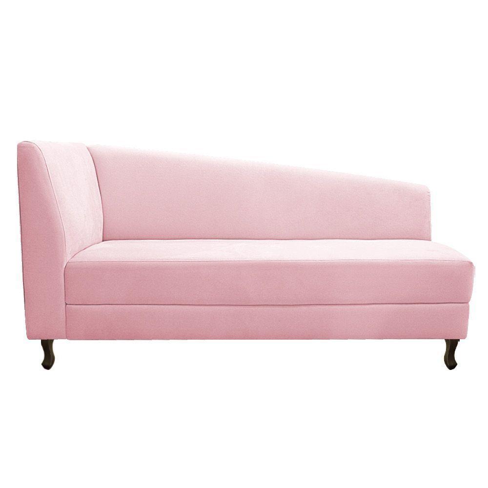 Kit Diva Recamier Heitor 160Cm Lado Direito E 02 Poltronas Luiza Suede - Amarena Móveis Rosa Bebê - 7