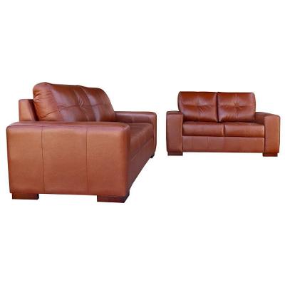Sofá Turim Couro Caramelo G58 2 e 3 Lugares 150cm e 200cm Estrutura Madeira Gran Belo