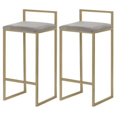 Kit 2 Banqueta Decorativa Selena G41 Veludo Base Gold sem Encosto Cinza Gran Belo