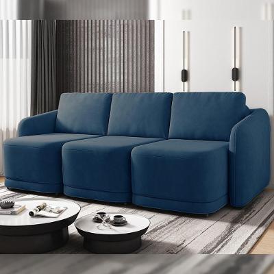Sofá Cama Varsóvia Retrátil e Reclinável 276cm Azul Marinho Veludo Gran Belo
