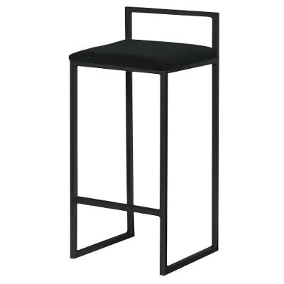 Banqueta Decorativa Selena G41 Assento Veludo Base Preta sem Encosto Preto Gran Belo