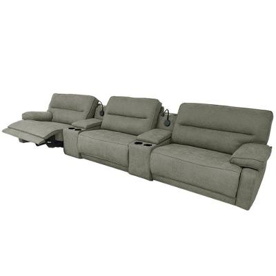 Sofá Swift Elétrico G81 4 Lugares Reclinável 401cm Cinza Linho Gran Belo