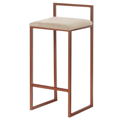 Banqueta Decorativa Selena Assento em Veludo Base Bronze Bege Gran Belo