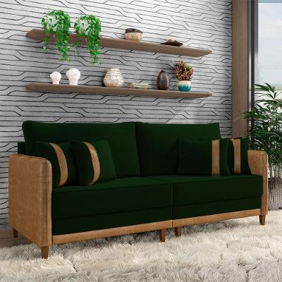 Sofá Montecarlo 2 Lugares Bipartido 172cm Verde Veludo Gran Belo