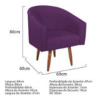 Kit Diva Recamier Heitor 140Cm Lado Esquerdo E 02 Poltronas Luiza Suede - Amarena Móveis Roxo