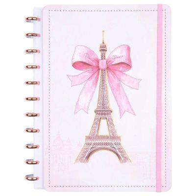 Caderno de Disco Reposicionável Disko Paris Capa Dura Grande Rosa