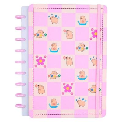 Caderno de Disco Reposicionável Disko Capivara Médio m Capa Dura Rosa