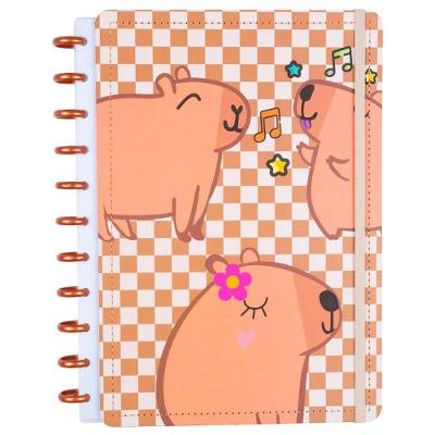 Caderno de Disco Disko Capivara Grande g Capa Dura 80 Folhas Marrom