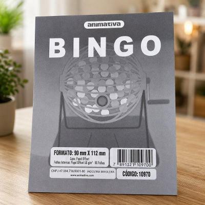 Cartela de Bingo 96 Folhas Papel Offset 56G-M2 Cinza Animativa