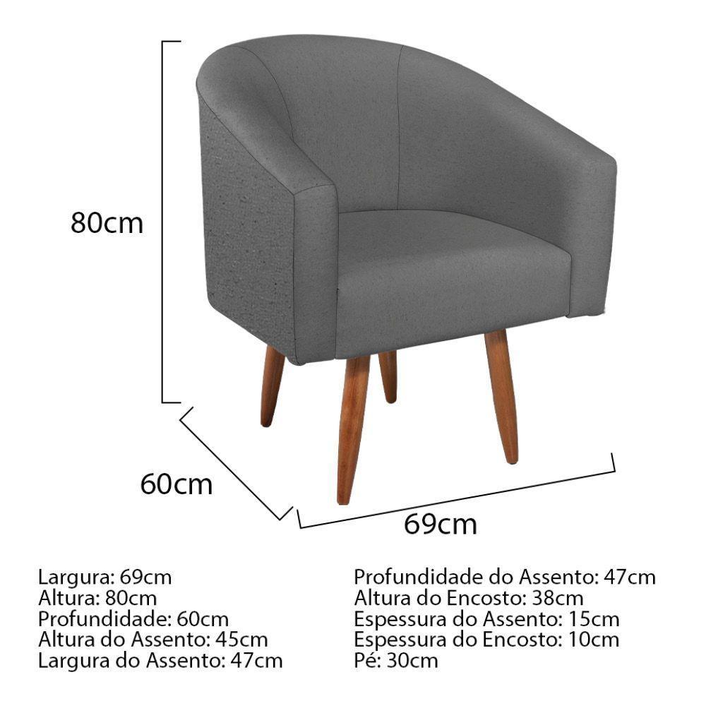 Kit Diva Recamier Heitor 160Cm Lado Esquerdo E 02 Poltronas Luiza Suede - Amarena Móveis Cinza - 4