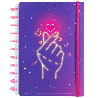 Caderno de Disco Disko Finger Heart Reposicionável Grande Capa Dura Roxo