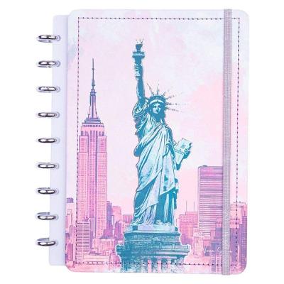 Caderno de Disco Disko Nova York Grande g Capa Dura Reposicionável Rosa